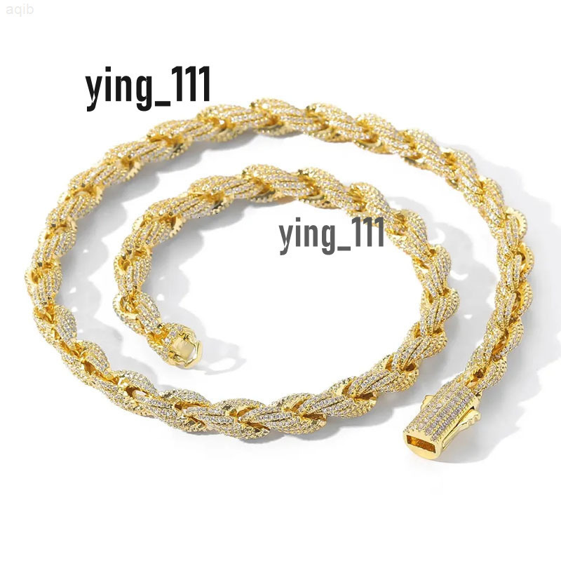 Fashion Jewelry 8mm Gold Plated 925 Sliver Moissanite Cuban Link Chain Rope Chain Necklace for Women Men