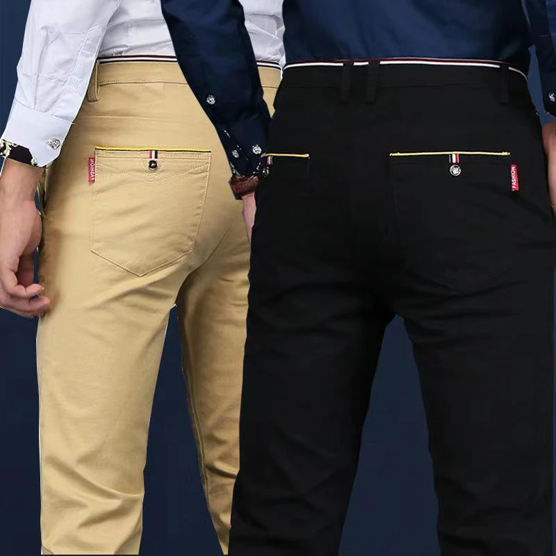 6 Colors Fashion Mens Slim Fit Casual Pants Korea Style Business Work Trousers All-match Mens Midwaist Straight Casual Pants250825