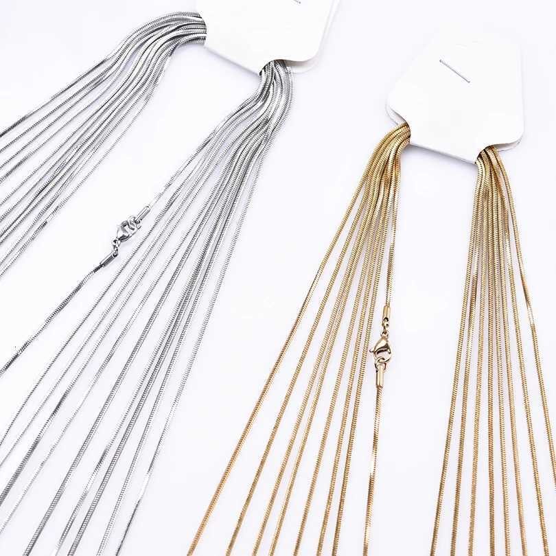 Stainless Steel Chain Pack Real Gold Plated Square Snake Necklace For Women Men Jewelry Simple Fashion Long Tiny Necklaces GiftXJ250826