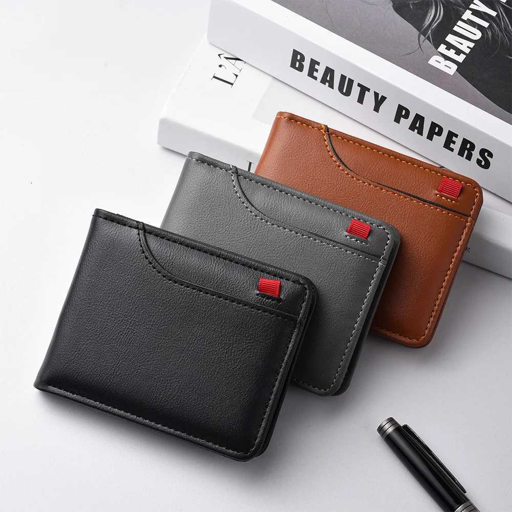UltraThin Mini Short Wallet for Men with ID Card Bank Card Slot and Photo Window Business Casual Wallet for Young Men W250826
