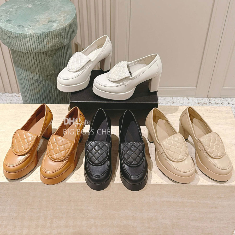 Top quality new pumps heels Chunky heel Dress Shoes slingback Platform Sandals womens high heels loafer leather shoes Luxury designer shoes party Of