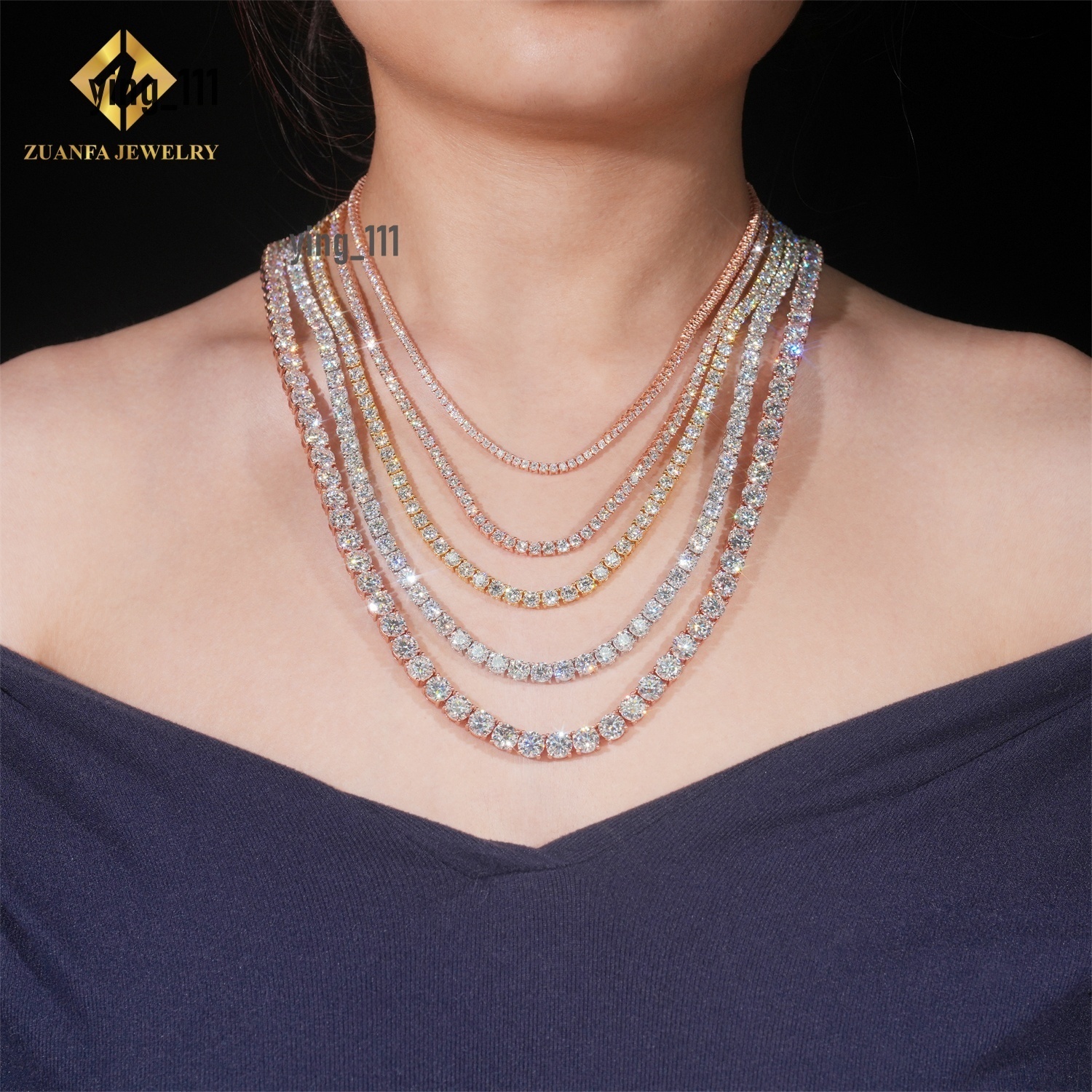 Ready Shipping 2mm 3mm 4mm 5mm 6.5mm Moissanite Tennis Necklace Fashion 925 Silver Iced Out Moissanite Tennis Chain Bracelet