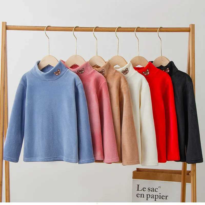 Boys and Girls Autumn and Winter Doublesided High Neck Base Shirt Childrens Mid Neck Top Inner Layer with Thick Sweater Z250826