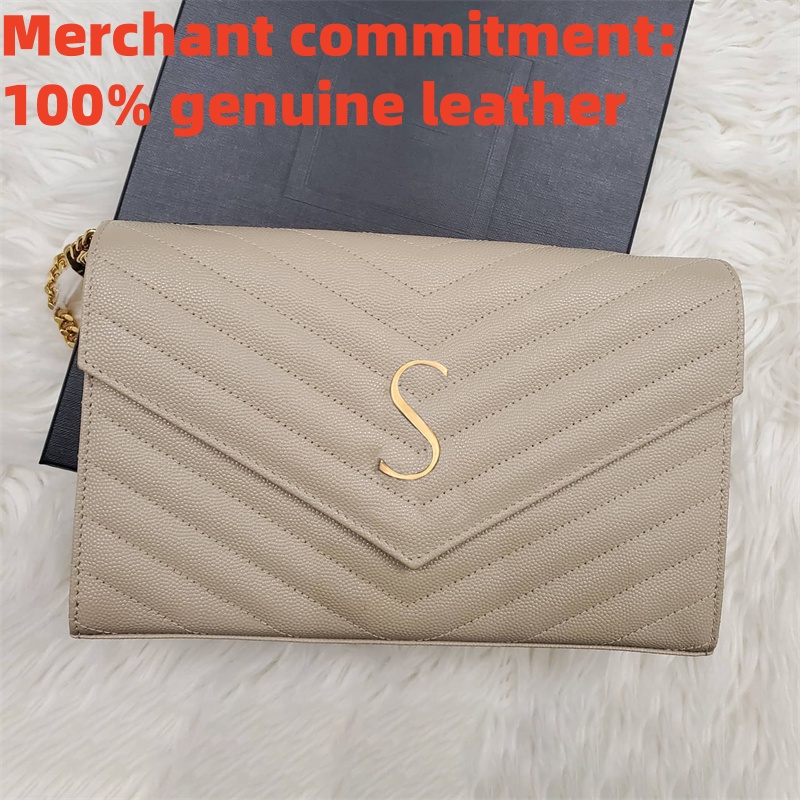 10A quality Metal chain envelope bag Luxury handbag crossbody Designer bag Womens genuine leather Shoulder bags fashion bag lady Clutch Evening Bag