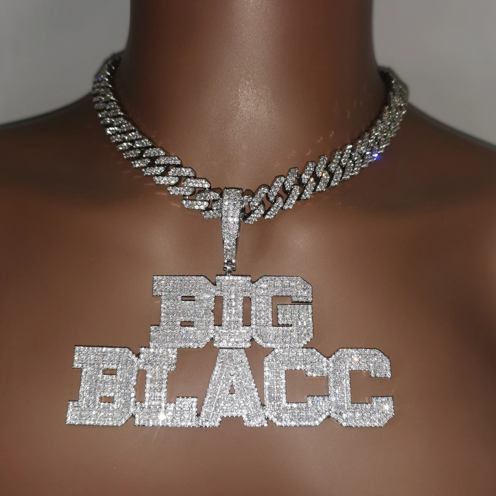 Custom Name Necklace AAA Zirconia Letters With Big Hoop CubanChain Pendant For Men Women Hip Hop Jewelry250821