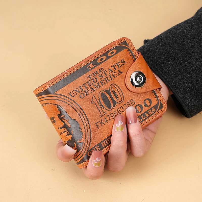 Retro Business Dollar Folding Card Clip Multicard Drivers License Multifunctional PU Mens Short Wallet W250826