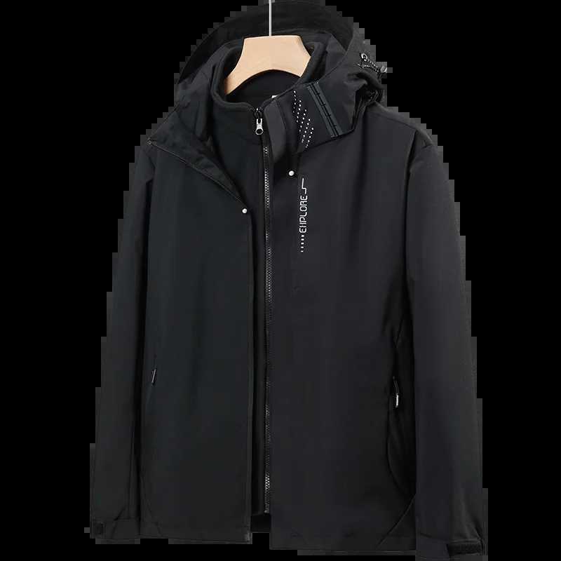 Windproof Thickened Men Hiking Jacket Trend Allmatch Warm Male Outerwear Outdoor 3 in 1 Trekking Jacket Coats Solid Color QualityXJ250826
