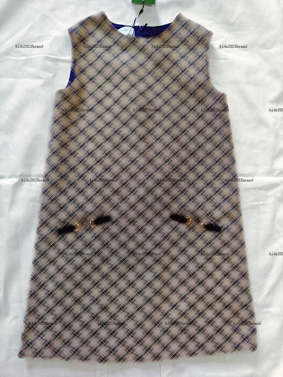 New sleeveless girls dress Single-button design princess dress Summer kids designer clothes Letter printing baby skirt A014X01N005-b