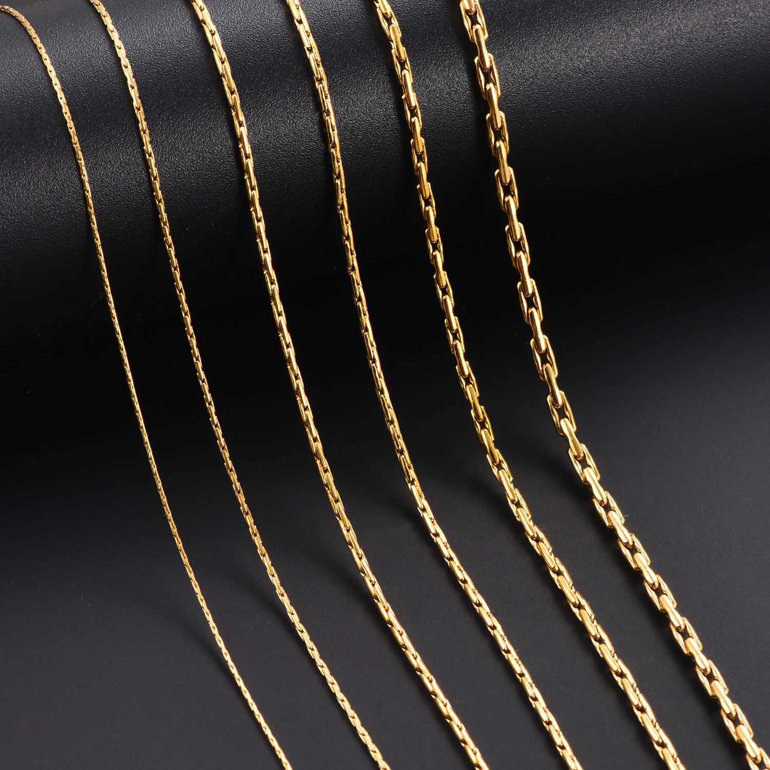 06081121823mm Stainless Steel Gold Color Vertical Tiny Chain Womens Mens Necklace Party Gift JewelryXJ250826