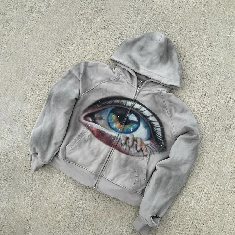 Oversize Fashion Artistic Eye Graphic Printing Comfort Rencontre Sweat Up Sweat Up Y2k Men de décontracté Femmes Hip Hop Trend Streetwear 250919