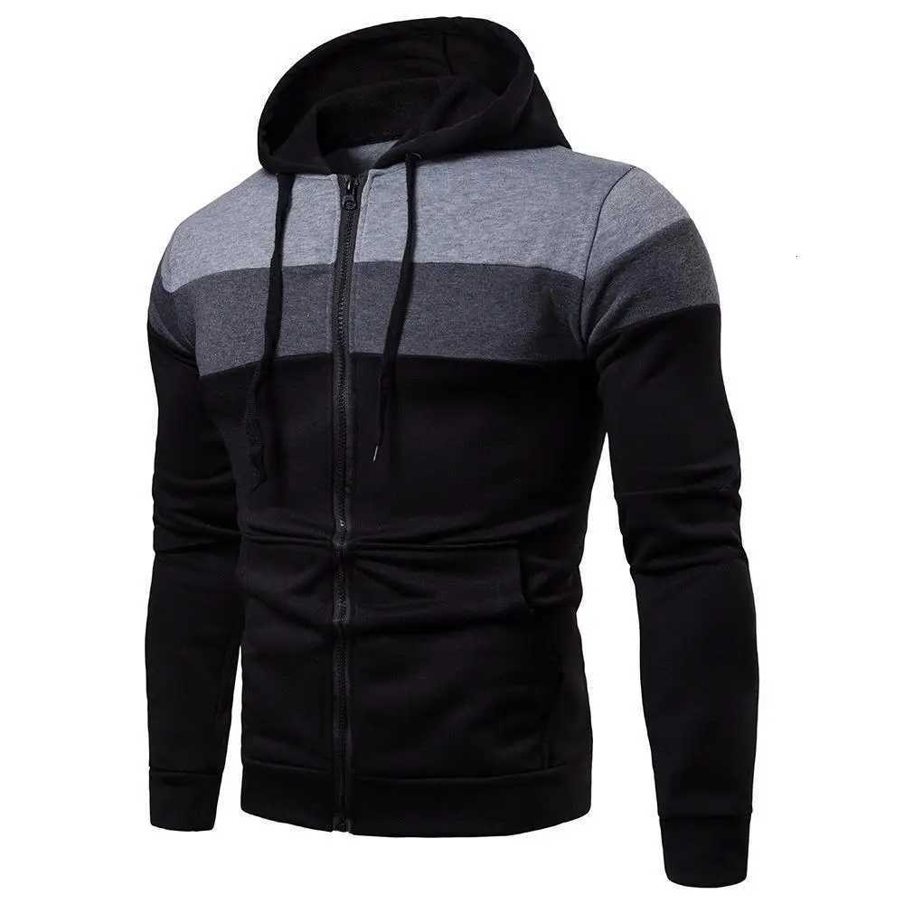 2025 Autumn New Mens Color Block Sportswear Long Sleeve Jacket Hoodie Zipper Closed Jacket Mens Hoodie Sportswear Mens ClothingXJ250826