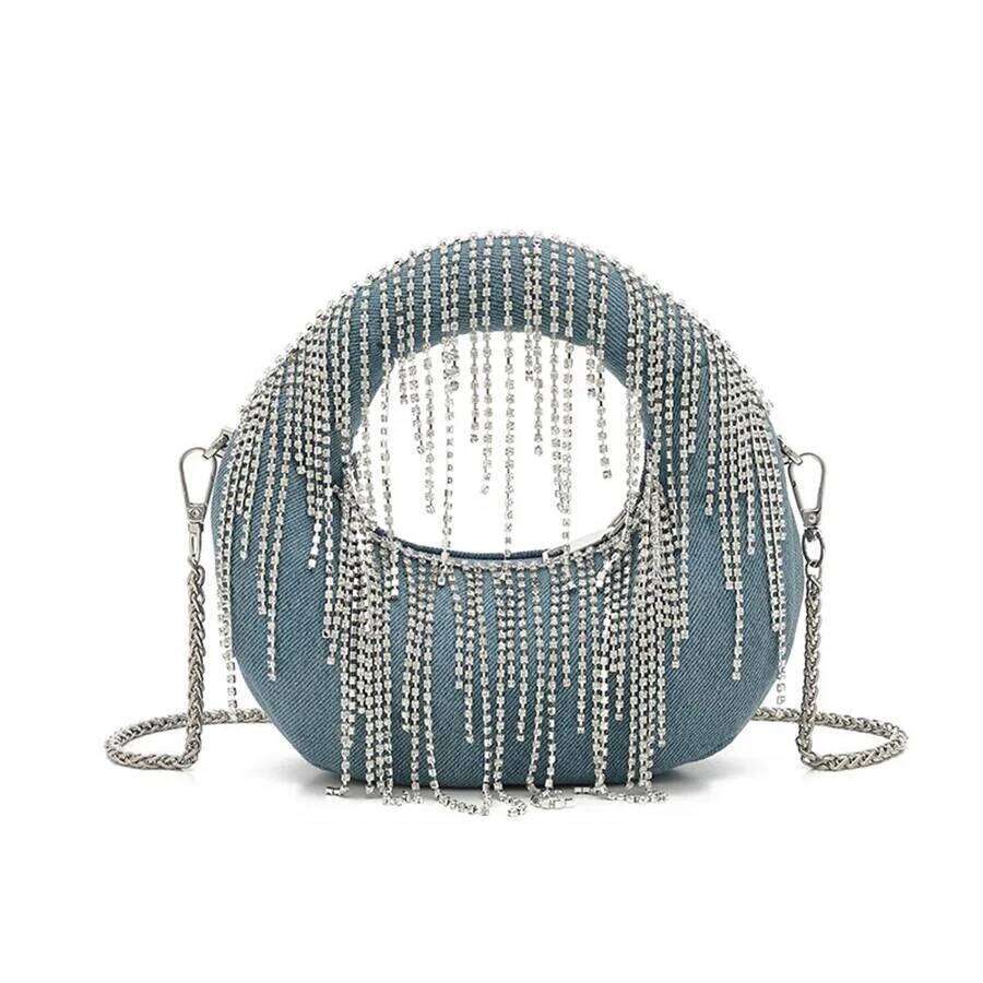 Designer Bags Dumpling Handbags For Women New Designer Sequined Tassel Crescent Bag Rope Knotted Pulled Hobo Sier Evening Clutch Chic Luxury Bag