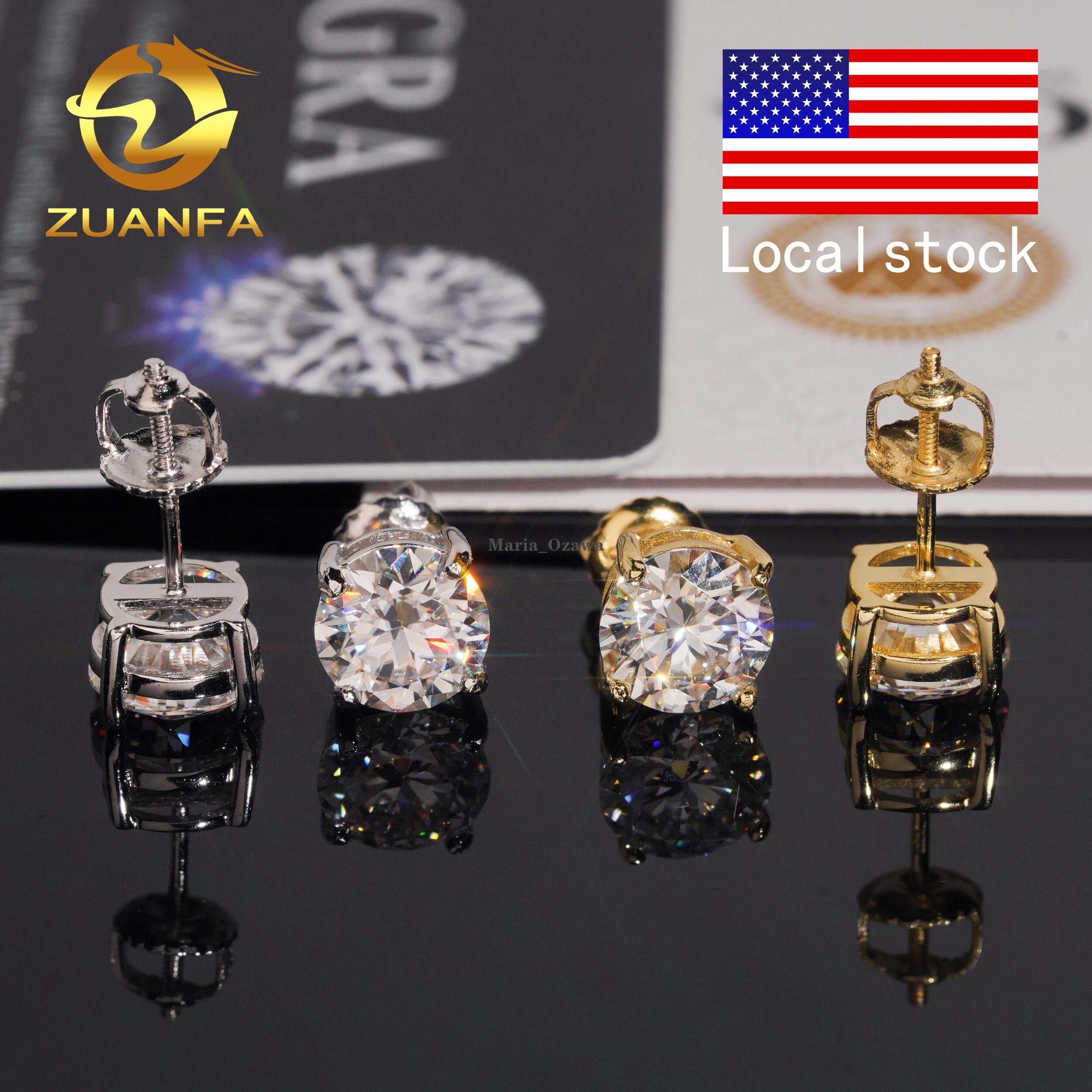 Fashion Jewelry 925 Sterling Silver Stud Earring 7.5mm GRA Certified VVS Moissanite Earrings