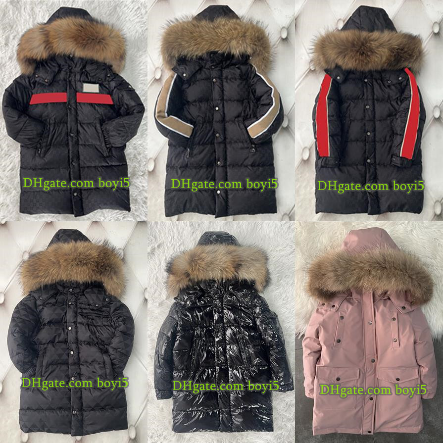 Children Down Coat Kids Jacket Baby Boys Girls Autumn Winter Outwear Mid-Length Cotton Jacket Warm Fur Collar Hooded Coats Natural Down Filling P-image-737721036