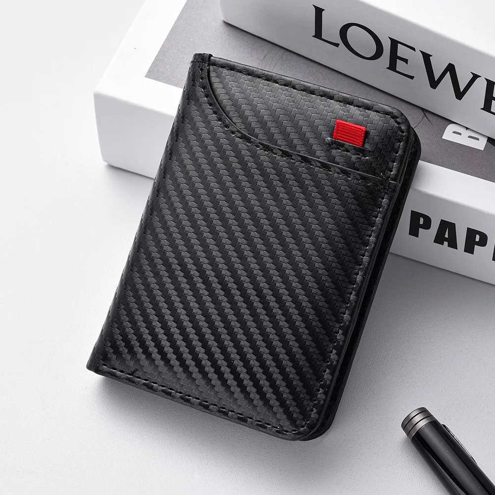 UltraSlim Carbon Fiber Wallet Modern Minimalist Design with ID Window Multiple Card Slots Durable PU Material Polyester W250826