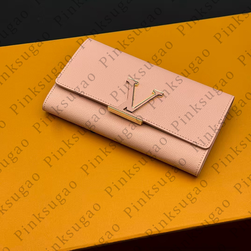 Pink Sugao women designer wallet purse clutch bag card holder new fashion luxury wallets lady clutch bags hot sales genuine leather long style walle