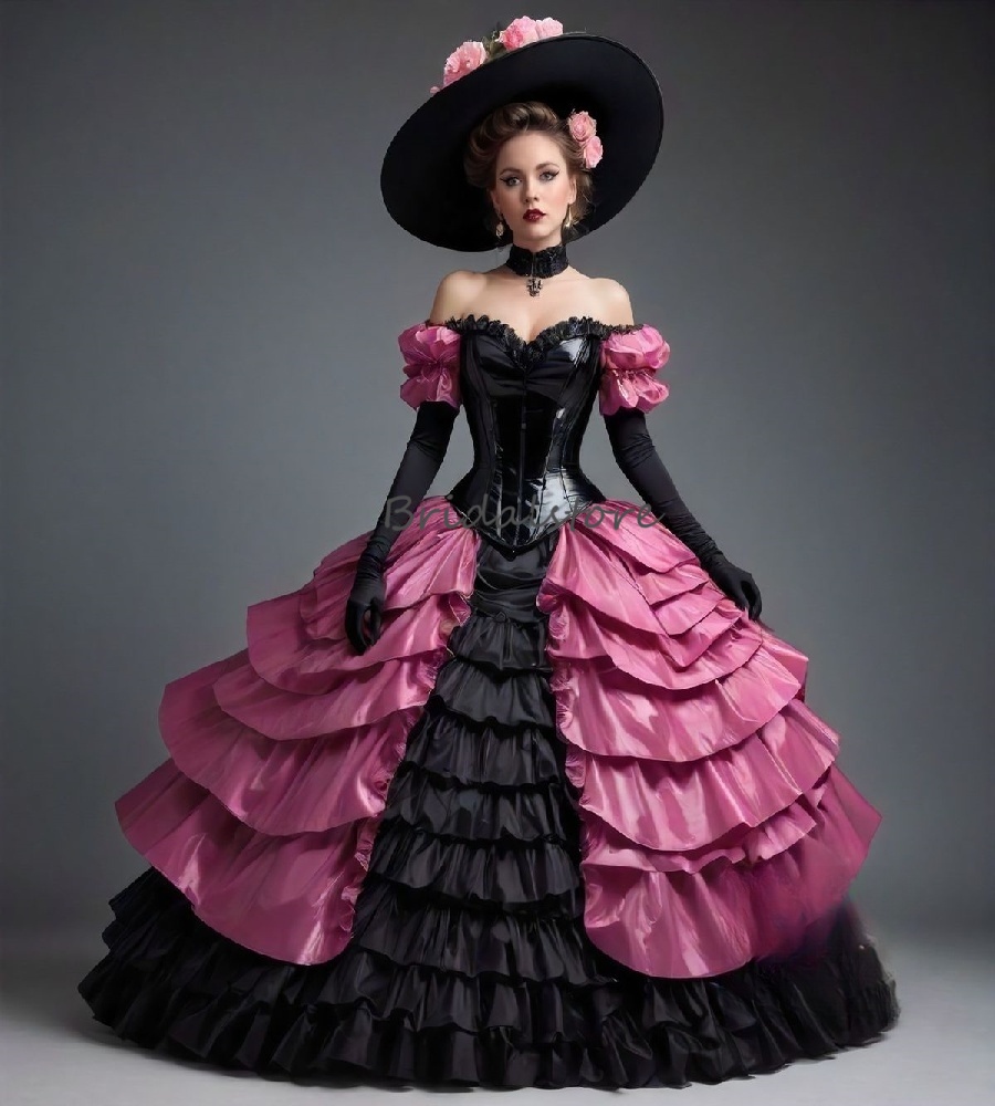 Cosplay Victorian Gothic Prom Dress 2025 Gorgeous Ruffles Ball Gown Bustle Rococo Evening Dress Medieval Costume Party Vampire Historical Renaissanc