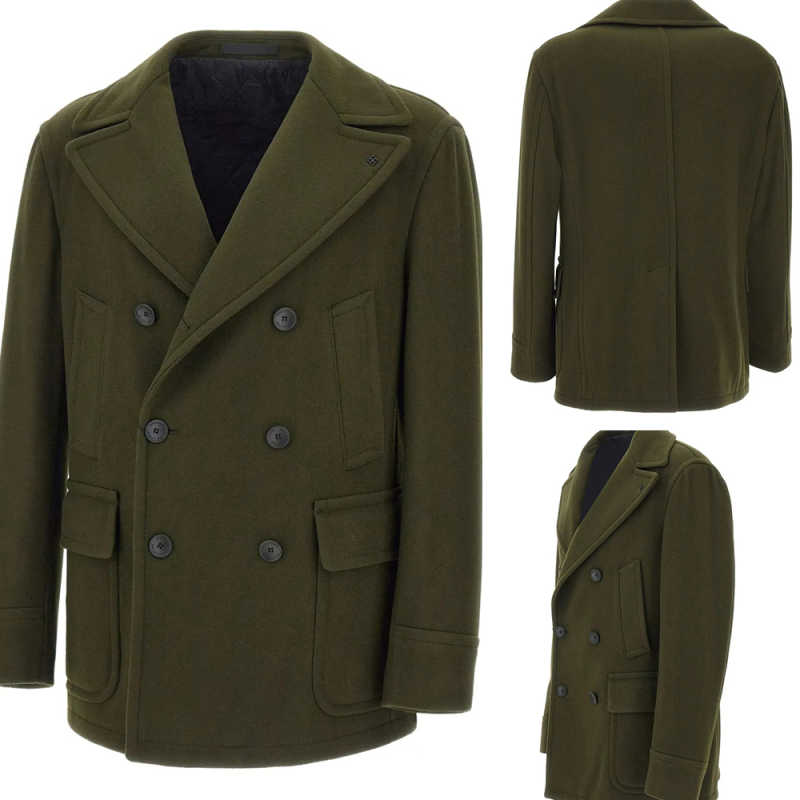 Man Tweed Wool Blend Trench Coat Double Breasted Jackets Tailored Business Office Wear Winter Warm Blazer Man Overcoat