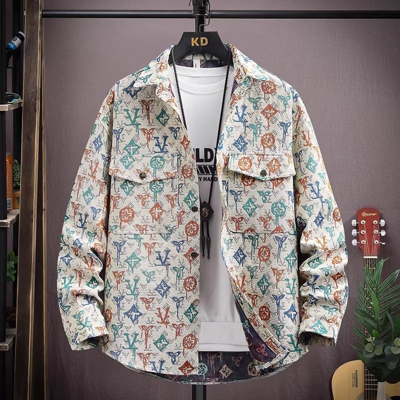Popular Designer Mens Jackets Floral Woven Windbreaker Hoodie Loose Jackets Handsome Rugged Spring Autumn Personality Casual Outerwear Man Long Slee