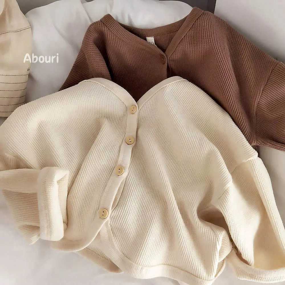 Kids Baby Boys Tops New Autumn Round Neck Long Sleeve Solid Colored Toddler Boys Tops Single Button Knit Infant Baby Boys Coat Z250826