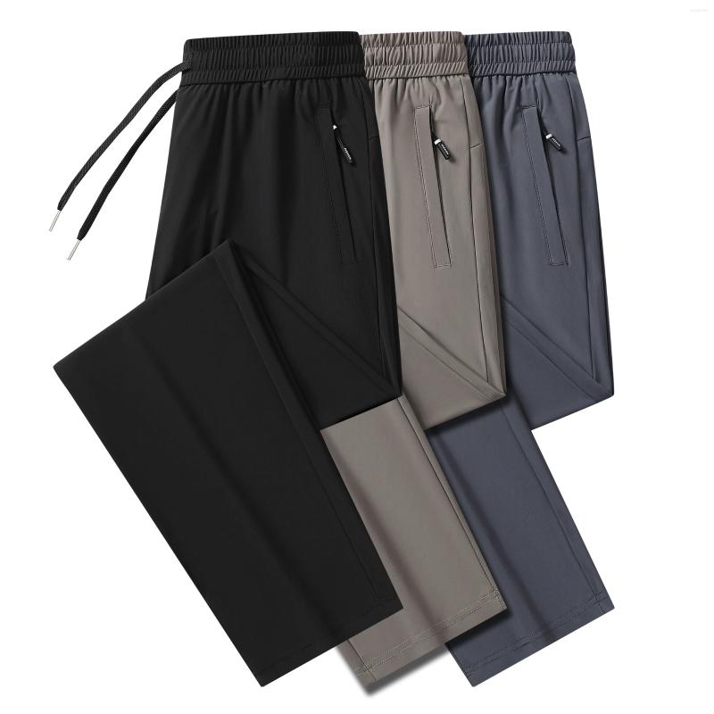 Men's Pants Summer Cool Casual Male Trousers Ice Silk 2025 Thin Outdoor Elastic Breathable Straight Leg Sweatpants