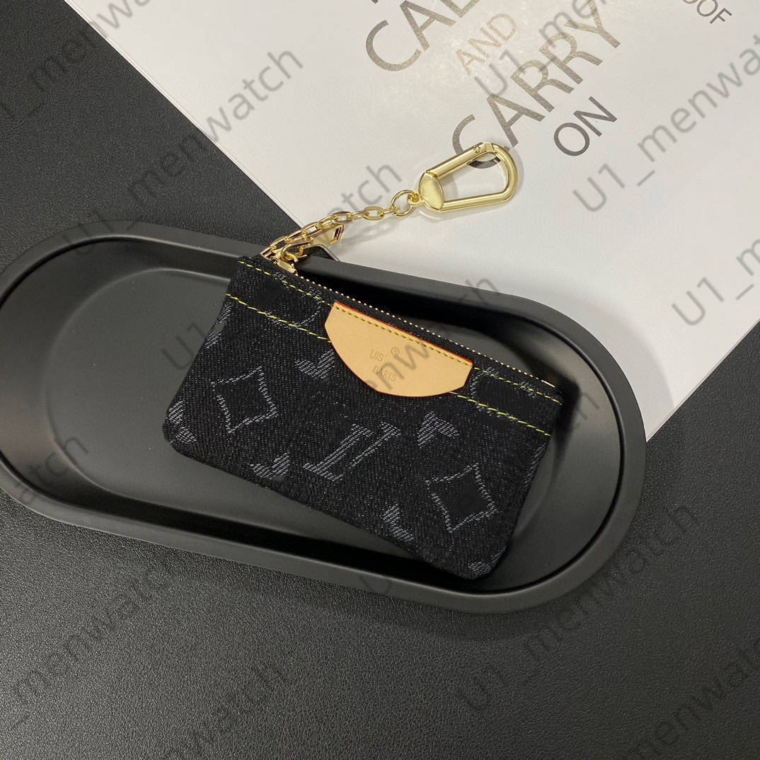 Denim Coin Purses Key Coins Pouch letter V/C Purse CLES Designer Womens Mens Key Ring Credit Card Holder Mini Wallet Bag Canvas With box new style d