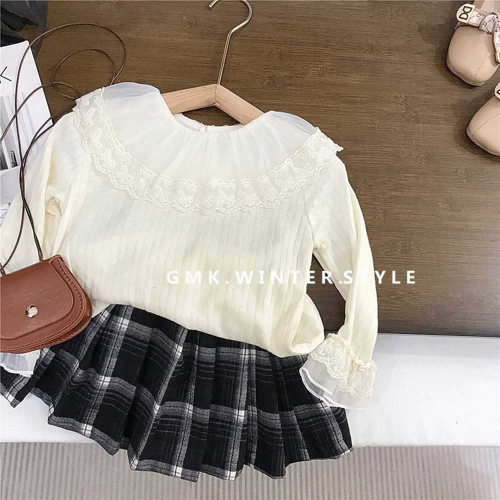 Children Girls Long Sleeves Suit New Autumn Casual Kid Girl Undershirts+Plaid Pleated Skirt Outfit Korean Toddler Baby Girl 2Pcs XJ250815