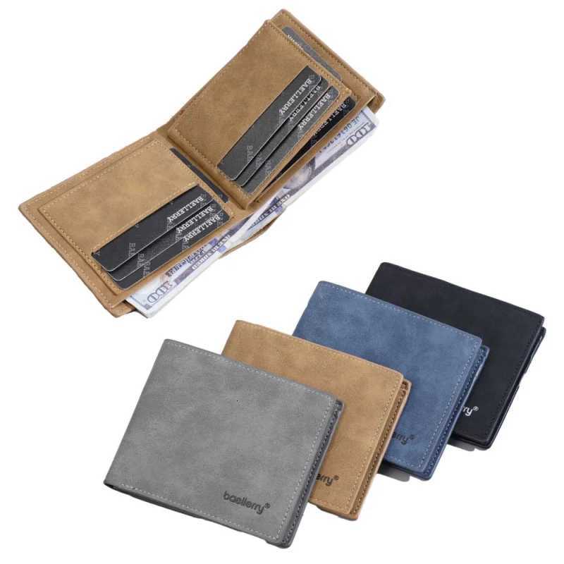 New Business Horizontal TRIFOLD Mens Short Wallet Fashion and Simple Multiple Card Slots Matte PU Coin Purse W250826