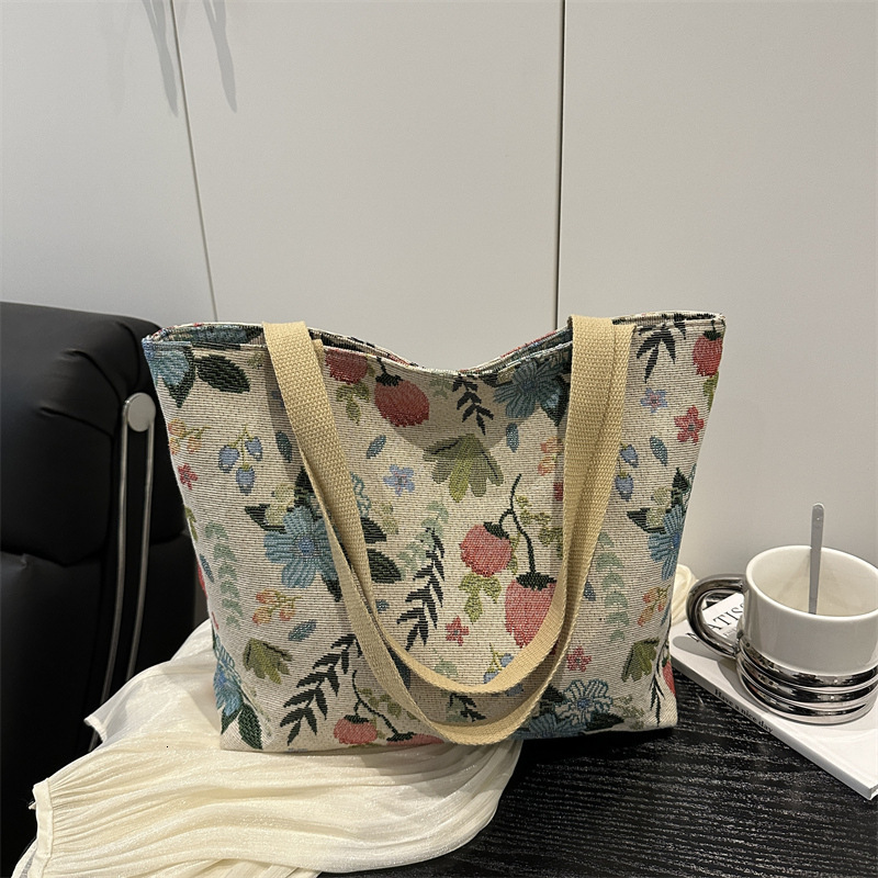 Large Capacity Trendy Single Shoulder for Women New Ins Canvas Fashion Tote Class Handbag Commuter Bag