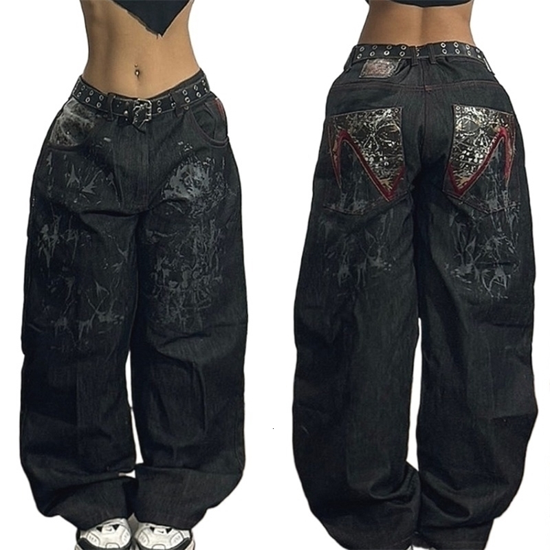 American Hiphop Retro Loose Jeans Womens Y2K Harajuku High Waist Wide leg Pants Gothic Wide Pants Street Pants Male250826