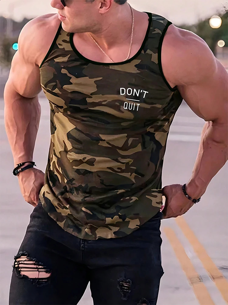 2025 3D Camouflage Printed Mens Tank Top Outdoor Sports Mens Fitness Tank Top Summer Everyday Fashion Mens Sleeveless Tshirt250826