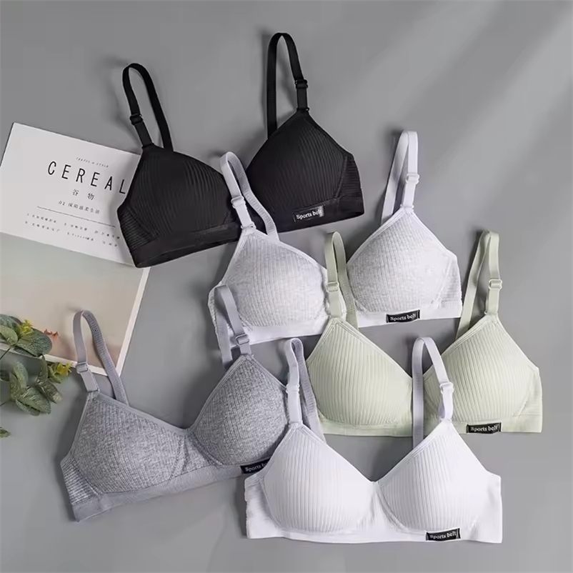 Cotton Womens AB cup Bra Underwear Wireless Gathering ComfortableVBra Womens Upward Push Underwear250827