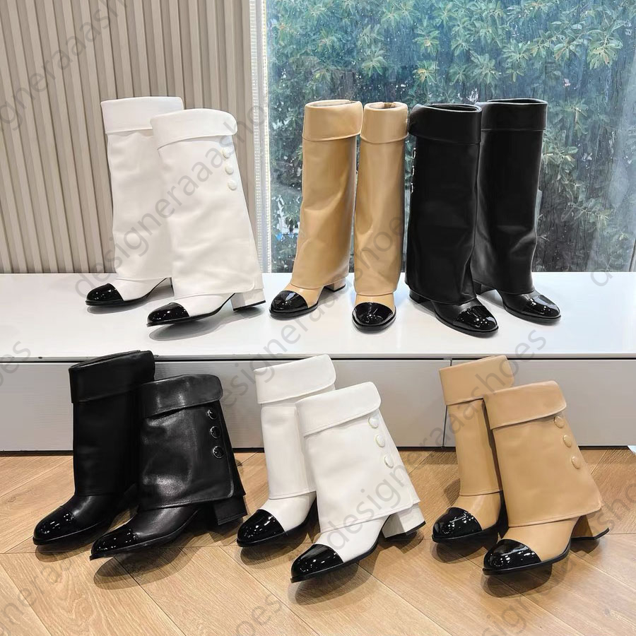 Womens Knee Boots Designer High Boots 5cm Chunky Heel Rain boots Casual Knight Boot Classic Black Casual Shoes fashion winter boots for women Premiu