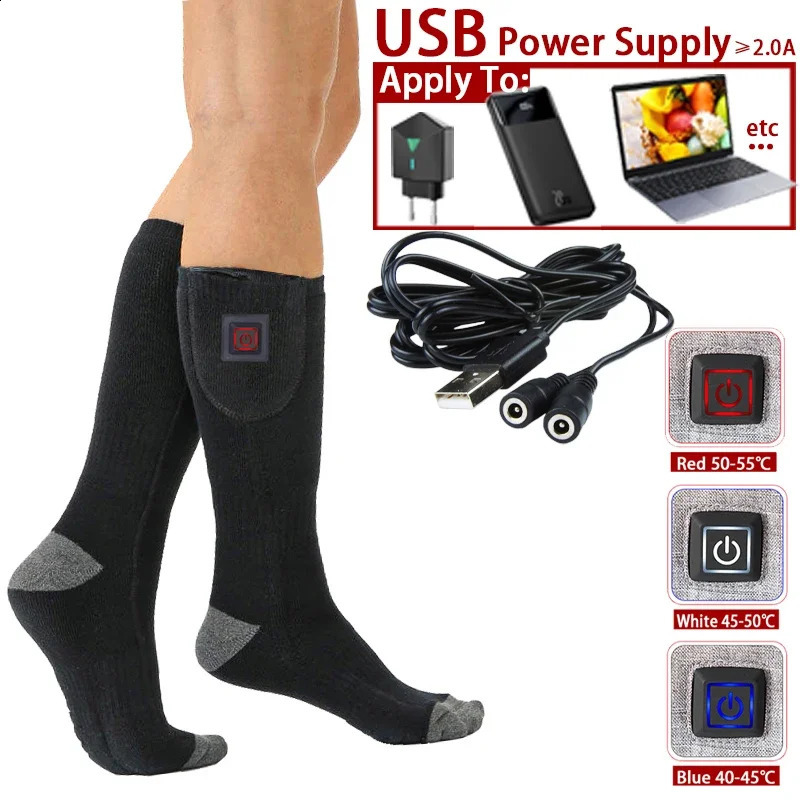 Winter Electric Heated Socks Mens Womens Thermal Heating Thermosocks Foot Warmer Socks Trekking Ski Cycling Outdoor Warm Socks250827