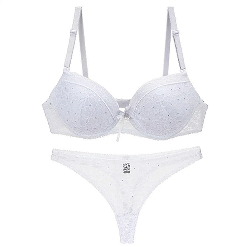 2024 Sexy Lace Rhinestone Bras Set For Women Plus Szie Lingerie 34/75 36/80 38/85 40/90 42/95 BCDE Cup Underwear250826