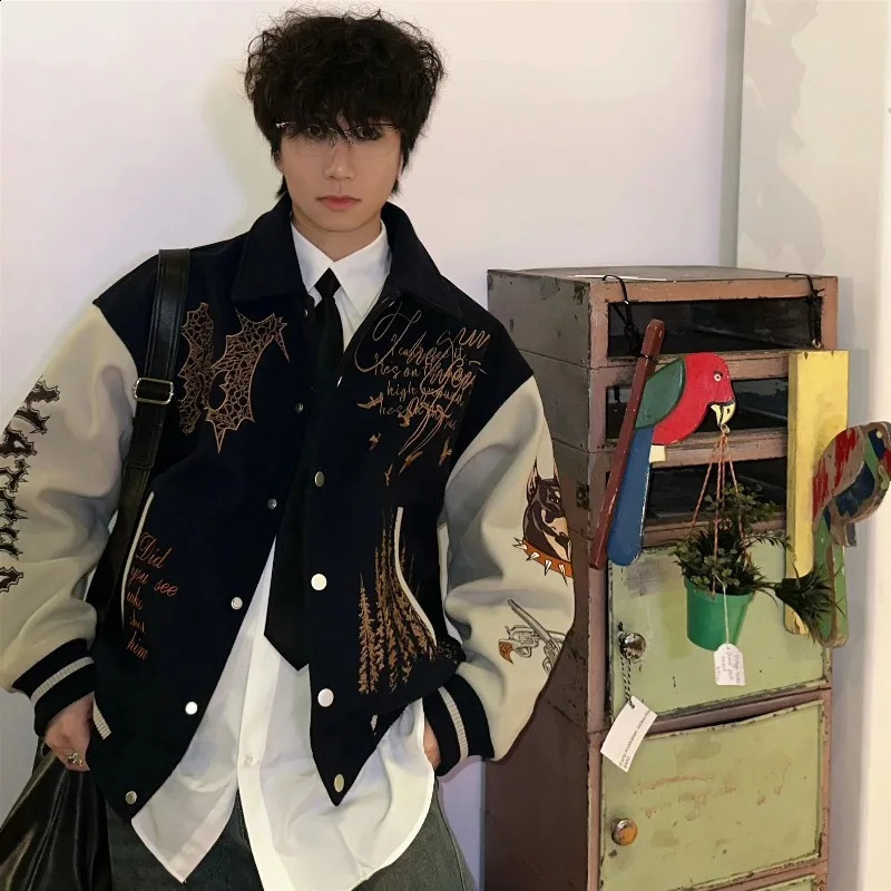 American Vintage Street Ruffian Wool ed Baseball Uniform Jacket Men And Women Y2K Harajuku Standup Pilot 250827