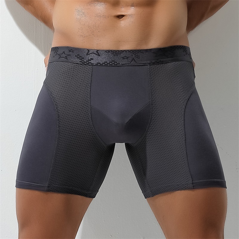 Extra Long Sports Underwear Mens Boxer Briefs AntiWear Leg Running Large Size Breathable Training 250826