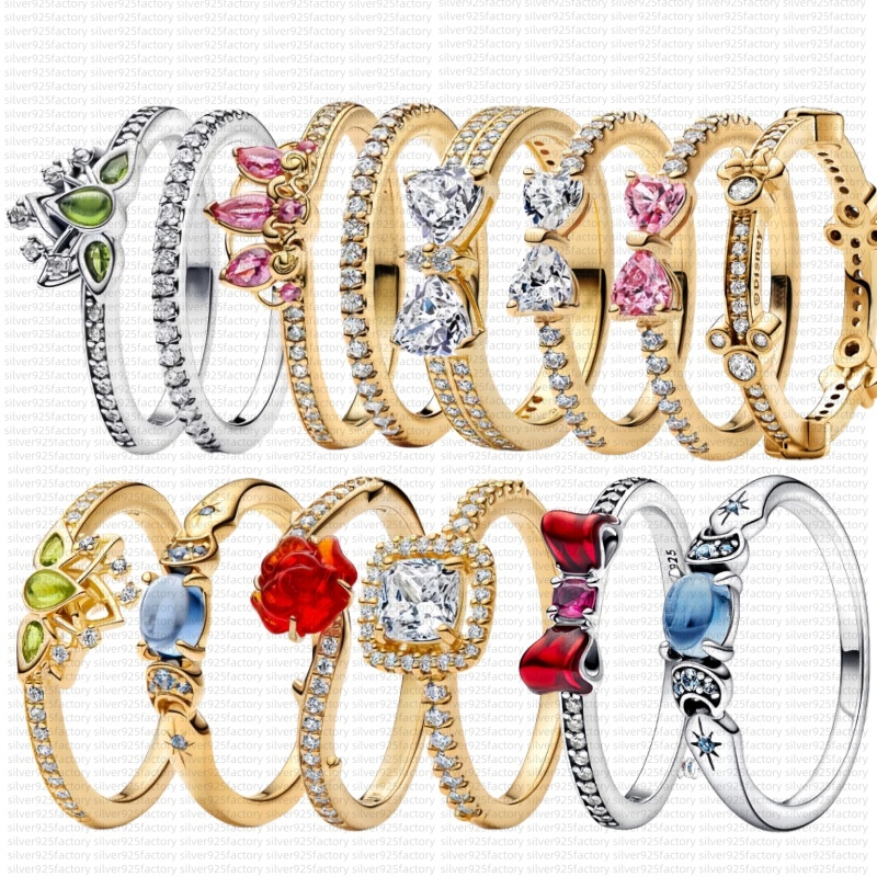 NEW Designer gold Rings for women Princess rose flower Wedding Ring with box luxury jewelry 925 Silver Diamond ring engagement Ring fashion party lo