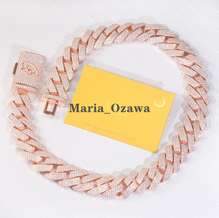 Heavy Luxury Magique Wide 26mm 3Rows ICED Out Solid Sterling Silver GRA Moissanite Rose Gold Cuban Link Necklace