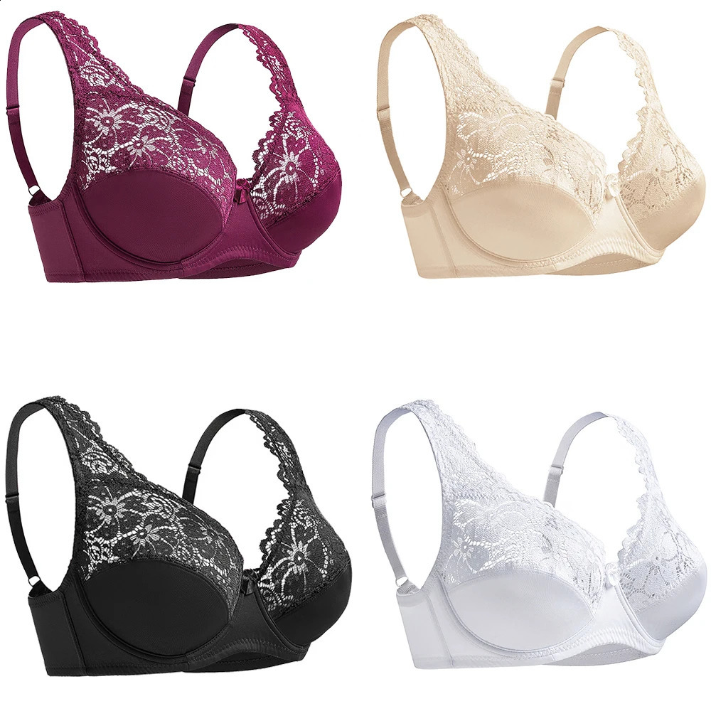Womens Bra Sexy Lingerie Plus Size Bras Floral Lace Underwire Brassiere BH Tops Perspective Female Underwear B C D E F Cup250826