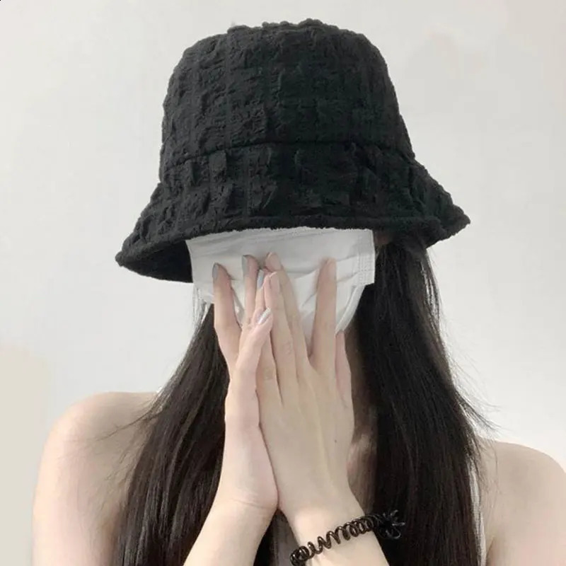Women Bucket Hat Stylish Lightweight Beach Fishing Hat Vacation Seersucker Jacquard Bucket Caps for Women 250821