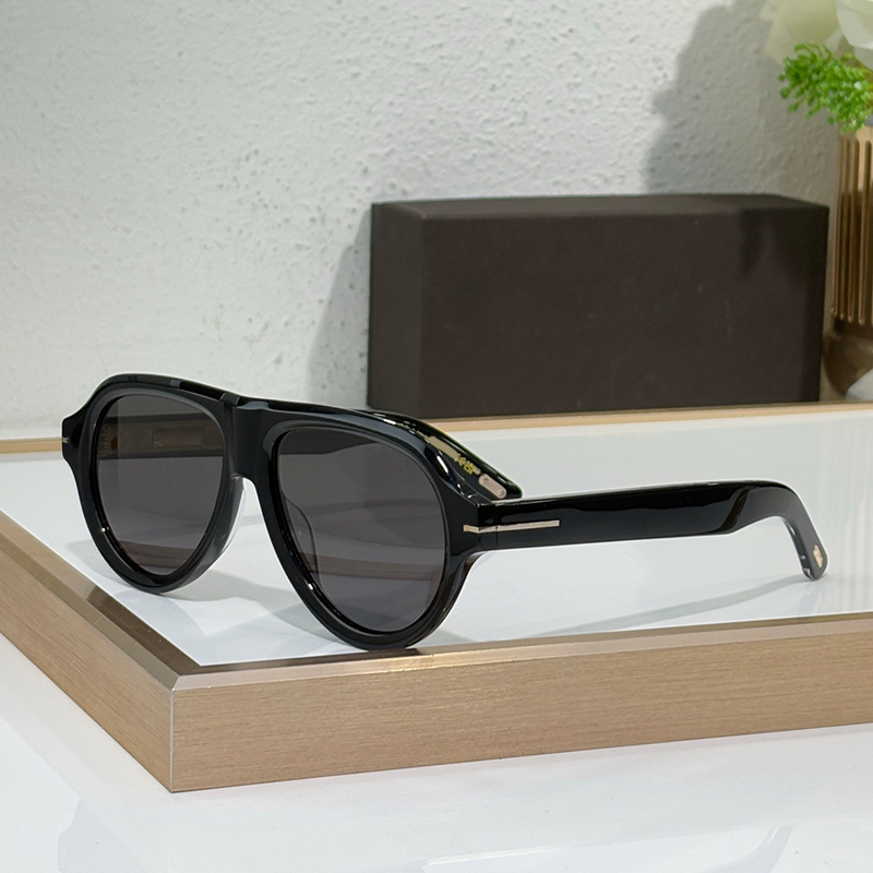 Designer Sunglasses For women TF 1225 Icon Pilot Sunglasses Black Acetate Grey Lenses Square Sunglasses Leisure Vacation Sunglasses 100% UV PROTECTI