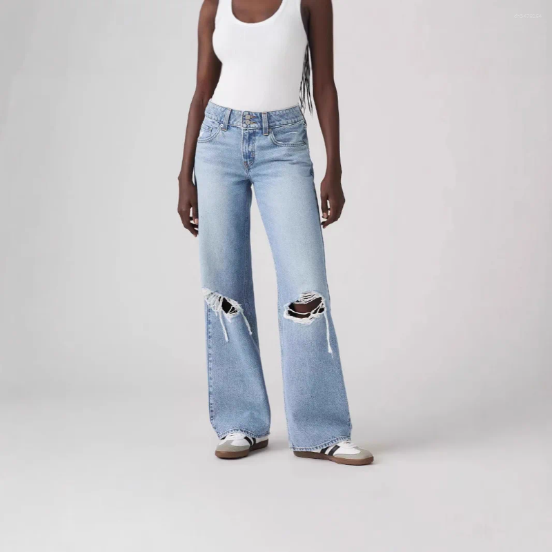 Men's Jeans Women's High Waist Wide Leg Ripped Knee Casual For Fall 2025 Fashion Denim Pants With Loose Fit Comfort Trendy Style