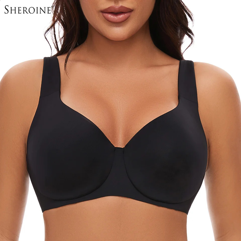 Sheroine Plus Size Underwire Bra Minimizer Full Coverage Seamless Unlined Bras for Women Unpadded Everyday Support Comfort250826
