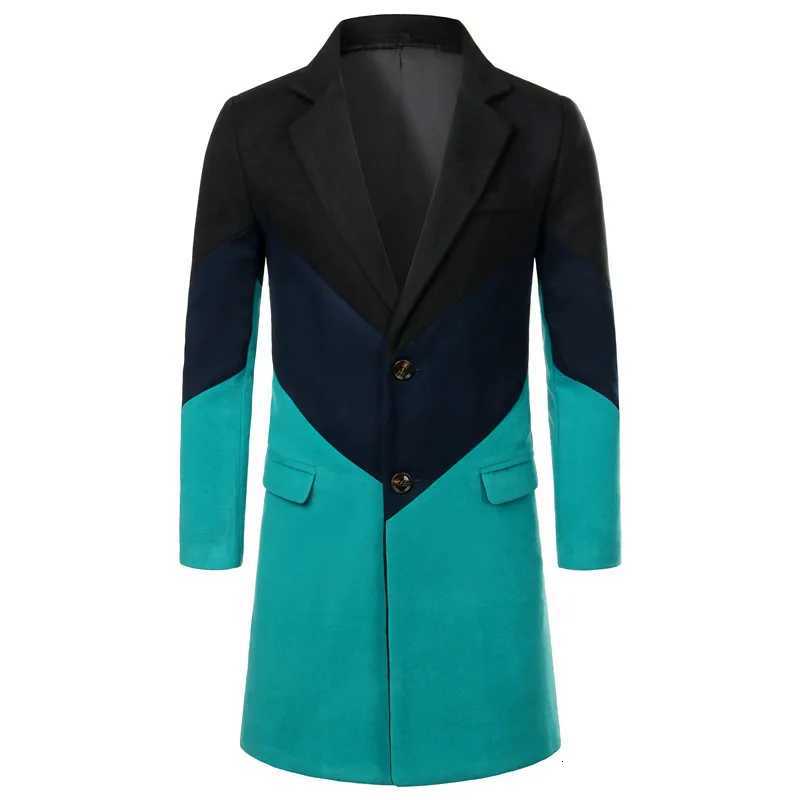 Fashion Brand Men Woolen Coat 2024 Autumn and Winter Business Banquet Party Stitching Casual Trench JacketXJ250827