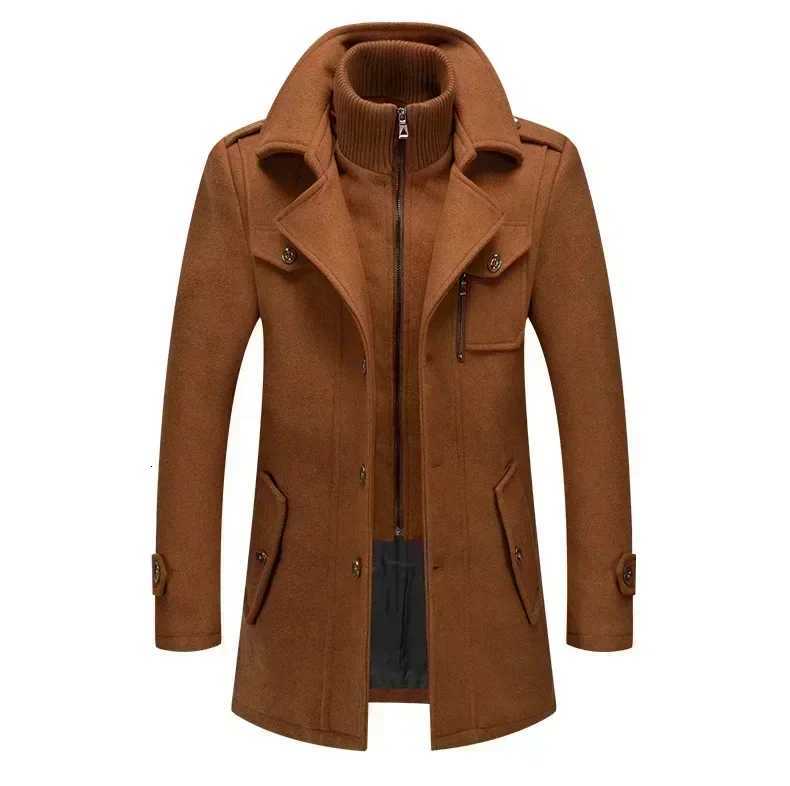 AutumnWinter Mens Business Woolen Coat Fashion Double Collar Cold Resistant Woolen Coat High Quality Woolen Coat Size 5XLXJ250827