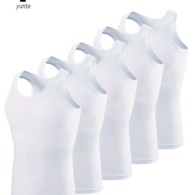 Mens Vest White 5Piece Breathable QuickDrying Polyester Fiber Sports Vest Suitable for Gym Running and Training Casual Pure C250827