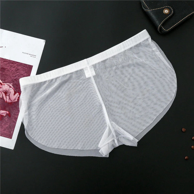 Summer Thin Mesh Boxers for Men Breathable Seamless Male Panties Transparent Trunk Shorts Mid Waist250826