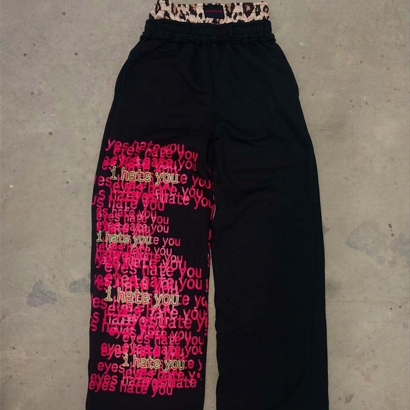 Retro double waist casual street men pants hiphop gothic harajuku loose pants Y2K letter pattern sports pants250826