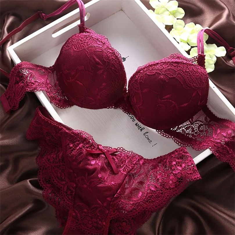 European Style Sexy Bra Set Women Cotton Underwear Sexy Lace Panties Female Push Up Brassiere Fashion Solid Color Lingerie Set250826